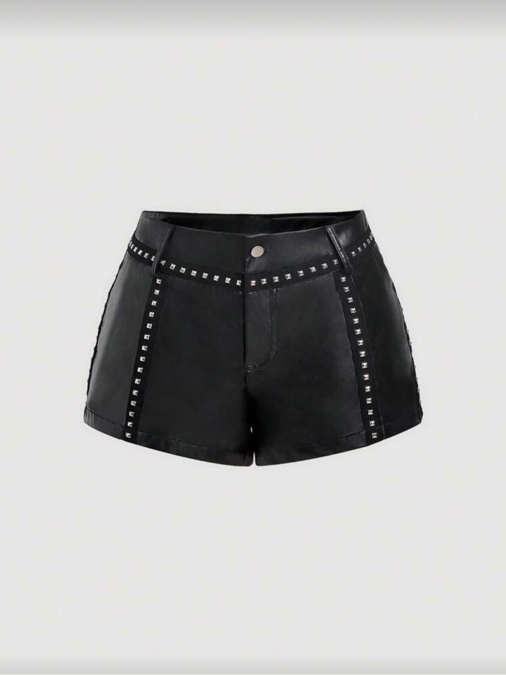 Chic faux leather Black Studded Women's Shorts